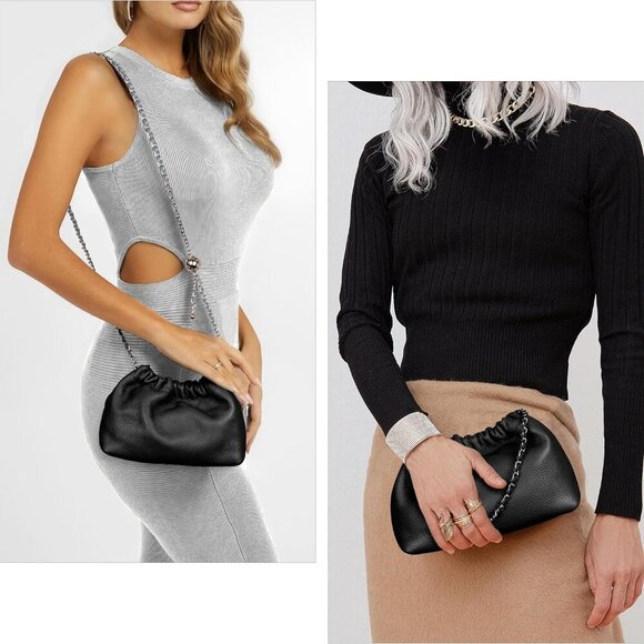 Trendy Dumpling Women's Crossbody Bag - Evening Clutch Vegan & Genuine Leather H - Picture 3 of 7